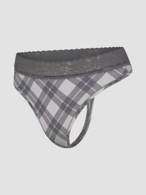 Cotton Essentials Lace-Trim Mid-Rise Thong Panty