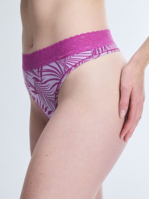 Cotton Essentials Lace-Trim Mid-Rise Thong Panty