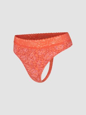 Cotton Essentials Lace-Trim Mid-Rise Thong Panty