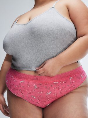 Cotton Essentials Lace-Trim Mid-Rise Thong Panty