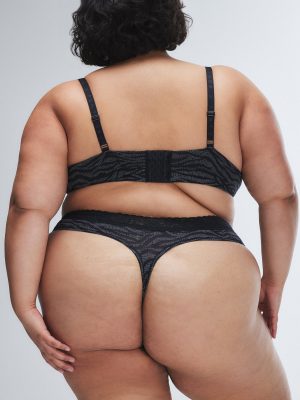 Cotton Essentials Lace-Trim Mid-Rise Thong Panty