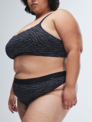 Cotton Essentials Lace-Trim Mid-Rise Thong Panty