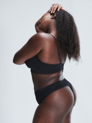 Cotton Essentials Lace-Trim Mid-Rise Thong Panty