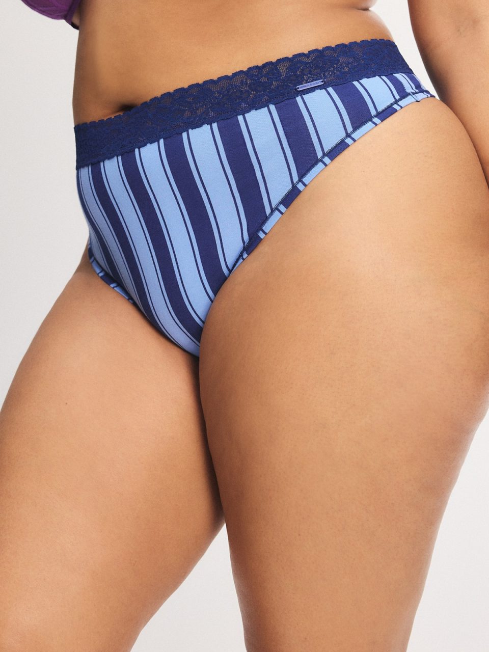 Cotton Essentials Lace-Trim Thong Panty