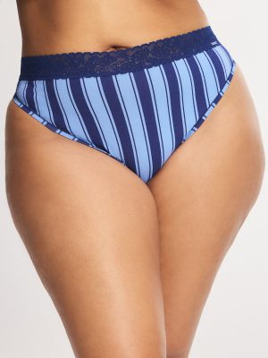 Cotton Essentials Lace-Trim Thong Panty