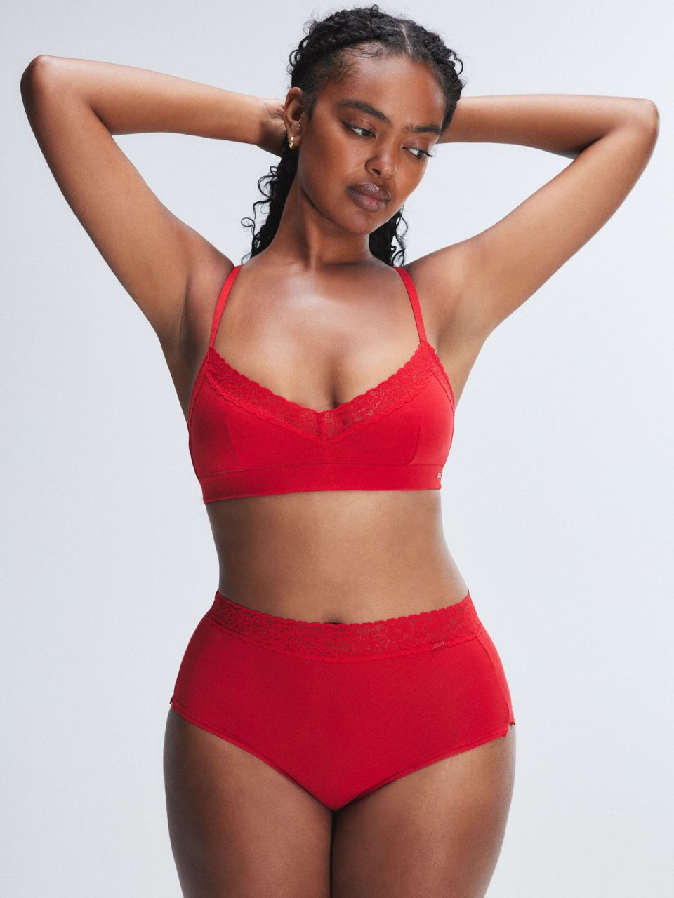 Cotton Essentials Lace-Trim Triangle Bralette