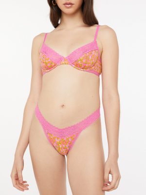 Cotton Essentials Lace-Trim Thong Panty