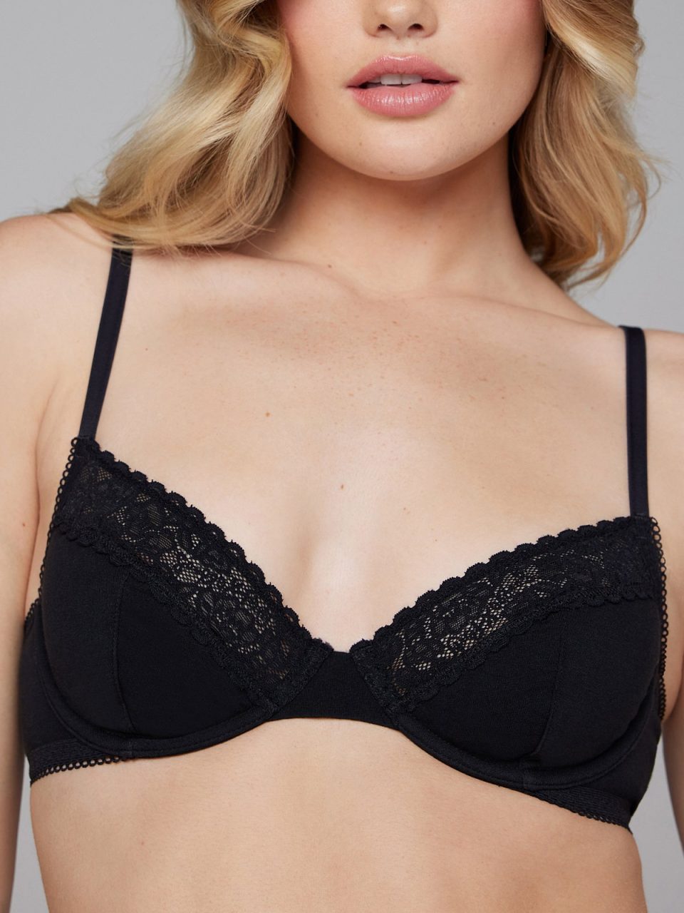 Cotton Essentials Lace-Trim Unlined Bra