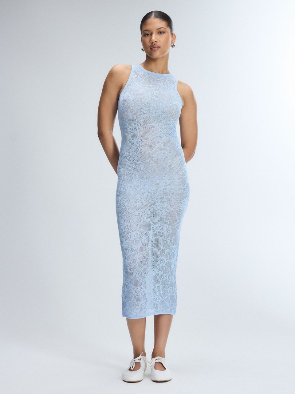 Luxe Lace Sheer Knit Column Dress