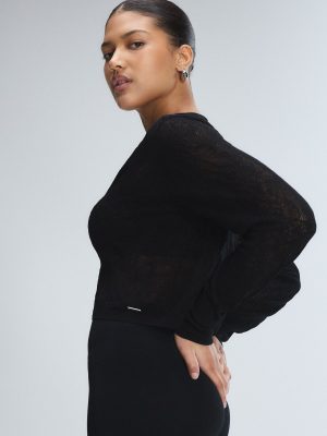 Luxe Lace Sheer Knit V-Neck Sweater