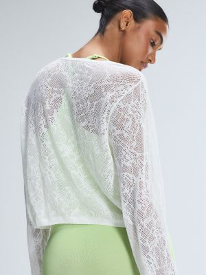 Luxe Lace Sheer Knit V-Neck Sweater