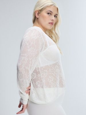 Luxe Lace Sheer Knit V-Neck Sweater