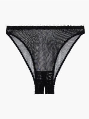 Mesh Crotchless High-Leg Bikini