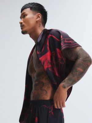 Midnight Rose Satin Scarf