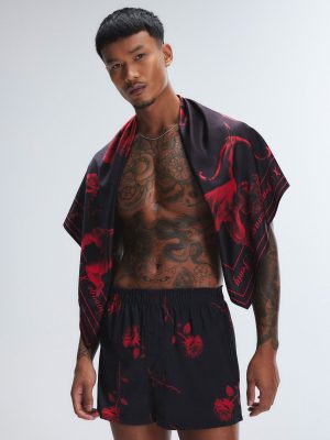 Midnight Rose Satin Scarf