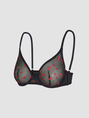 Puff Flowers Unlined Demi Bra