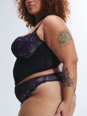 Romantic Corded Lace Metallic Bustier