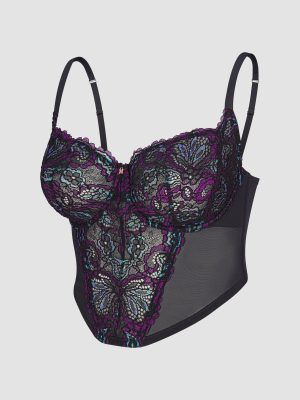 Romantic Corded Lace Metallic Bustier