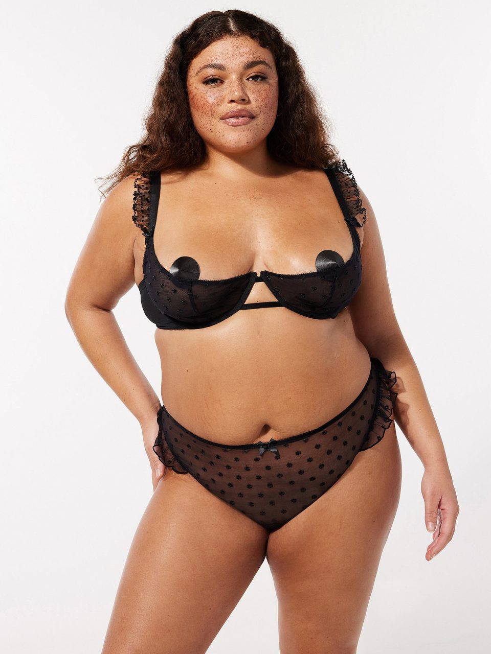 Ruffle Luv Embroidered Quarter Cup Bra