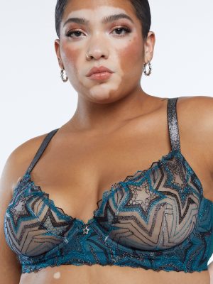 Shining Star Embroidered Unlined Demi Bra